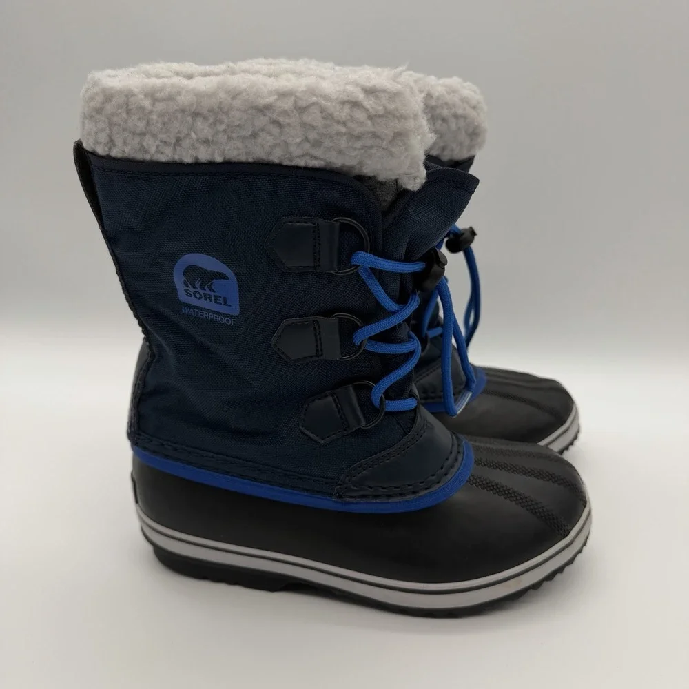 Sorel Yoot Pac Snow Boots Kids Size 4 Blue Waterproof Sherpa Winter Duck Outdoor